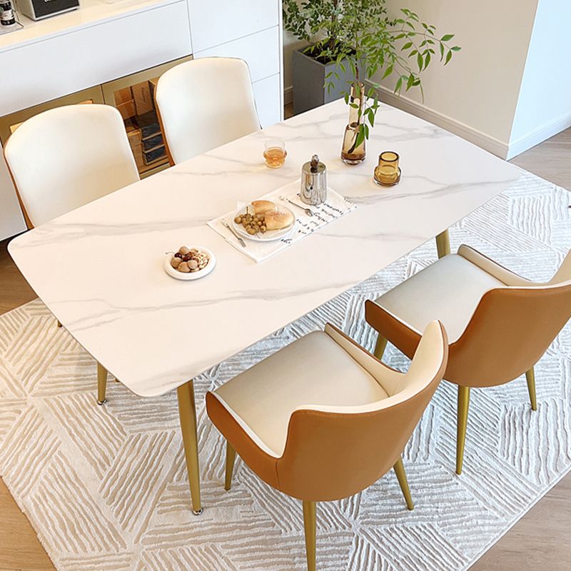 Glam 4 Legs Dining Room Table Sintered Stone Table for Kitchen