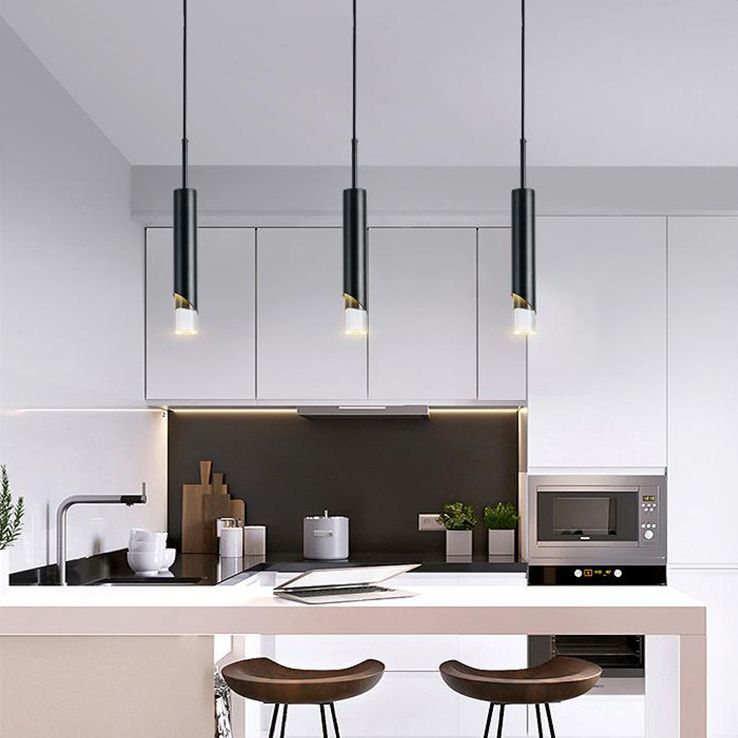 Cilindrische acryl -led hanglamp in modern beknopte stijl smeedijzeren hangend licht voor slaapkamer