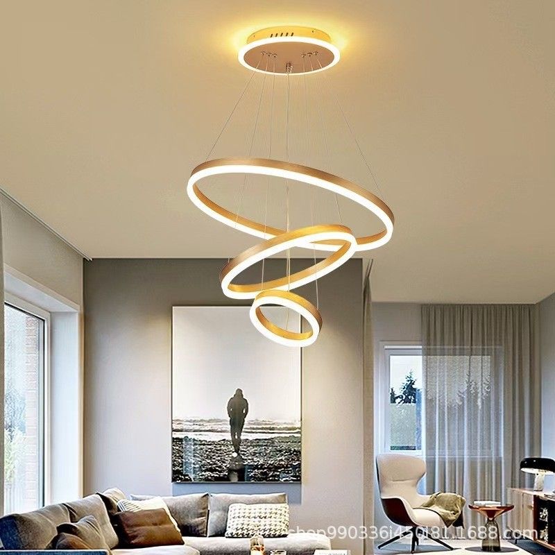 Fissature del lampadario multi-testa anello moderno lampadario appeso con ombra acrilica bianca