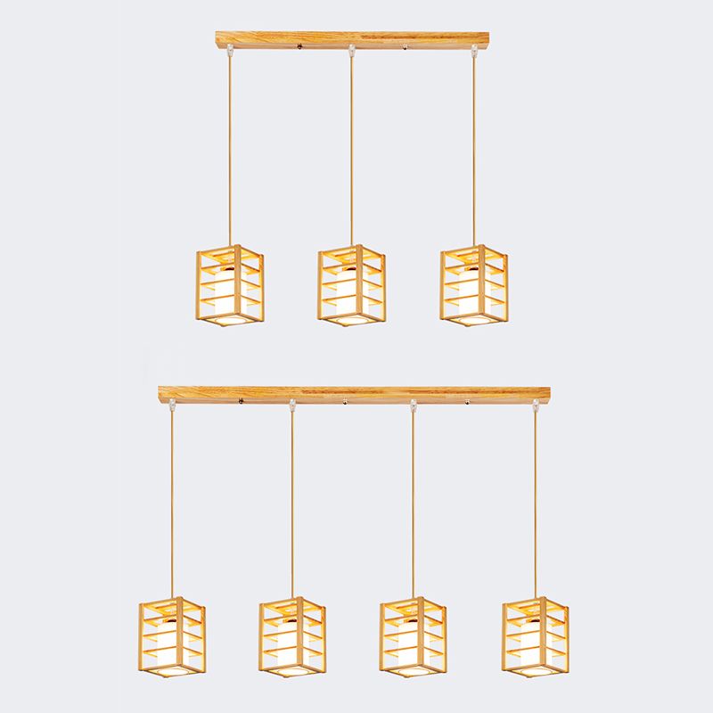 Holzrechteck hängende Lampe zeitgenössische weiße Glasschatten -Anhängerlampe für Esszimmer