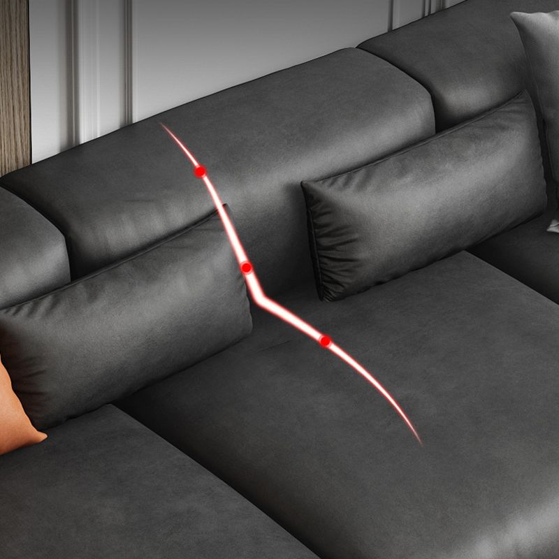 Contemporary Black Leather Sofa Tight Back Settee for Bonus Room