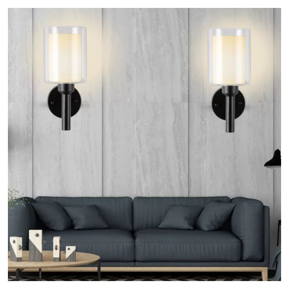 Double Cylindrical Glass Shade Sconce Lights Single Bulb Simplicity Modern Style Wall Light for Staircase Aisle