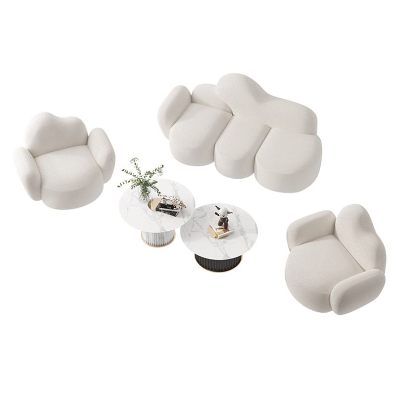 Scandinavian 29.92" Wide Wool Wood Frame Sofa in White For Living Room
