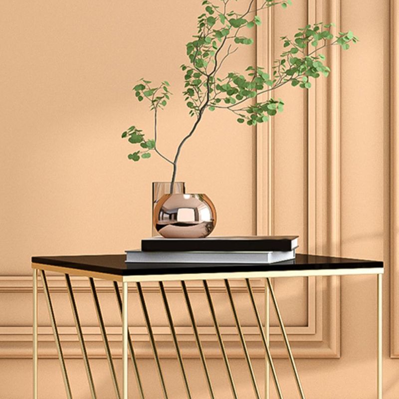 Modern Accent Table Nightstand Glass Night Table with Shelves ,19.7" Tall