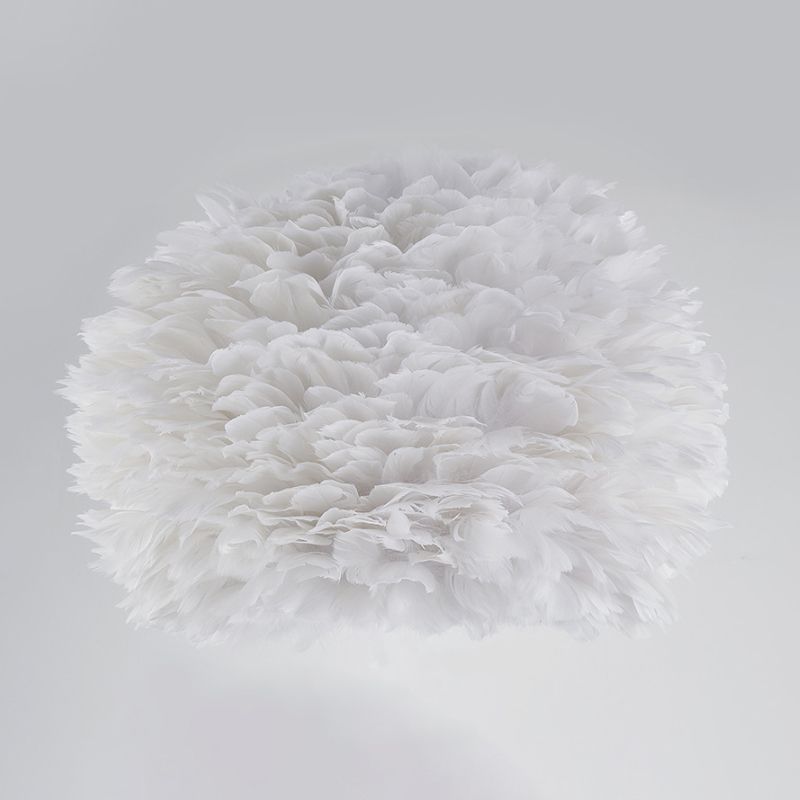 Lámpara de noche esférica gris/blanca/rosa Nordic Single Feather Table Light para sala de estar