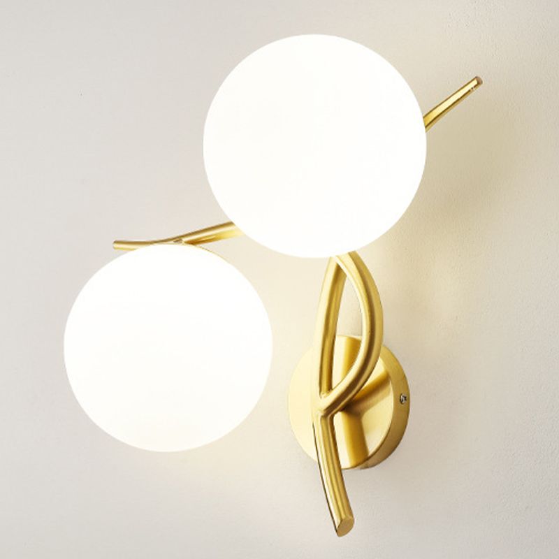 Modern Style Ball Shape Flush Mount 2-Light Glass Ceiling Light for Bedroom