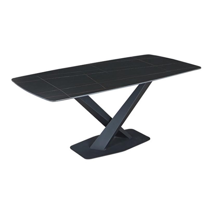 Simple Stone Top Dinette Table Metal Base Dining Table for Living Room