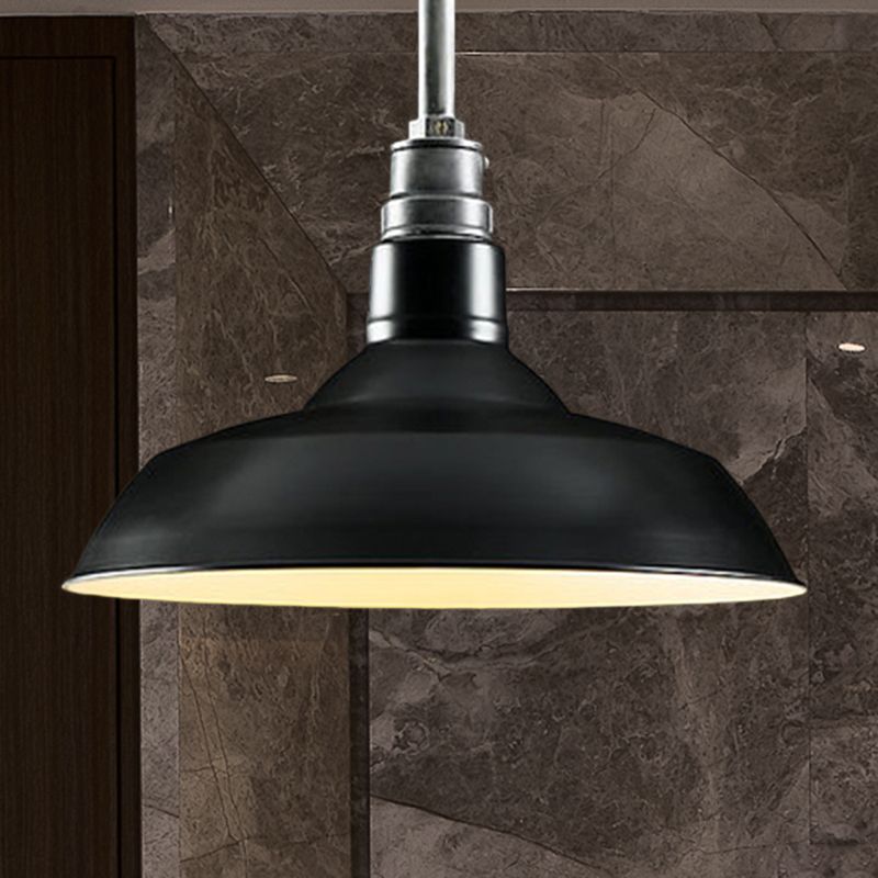 1 Lichtdecke Anhänger Retro -Style Schatten Schatten Metall Hanging Anhänger Beleuchtung in Schwarz/Weiß/Rost für Wohnzimmer