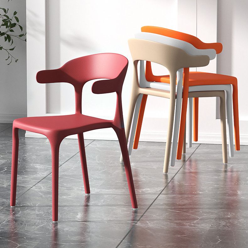 Home Stacking Dining Chair Armless Open Back Plastic Side Chair