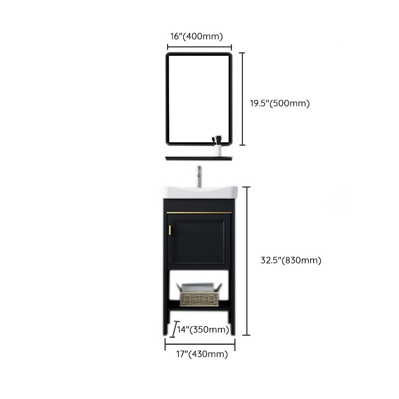 Shelving Included Bath Vanity Set Mirror Freestanding Vanity Set with Single Sink