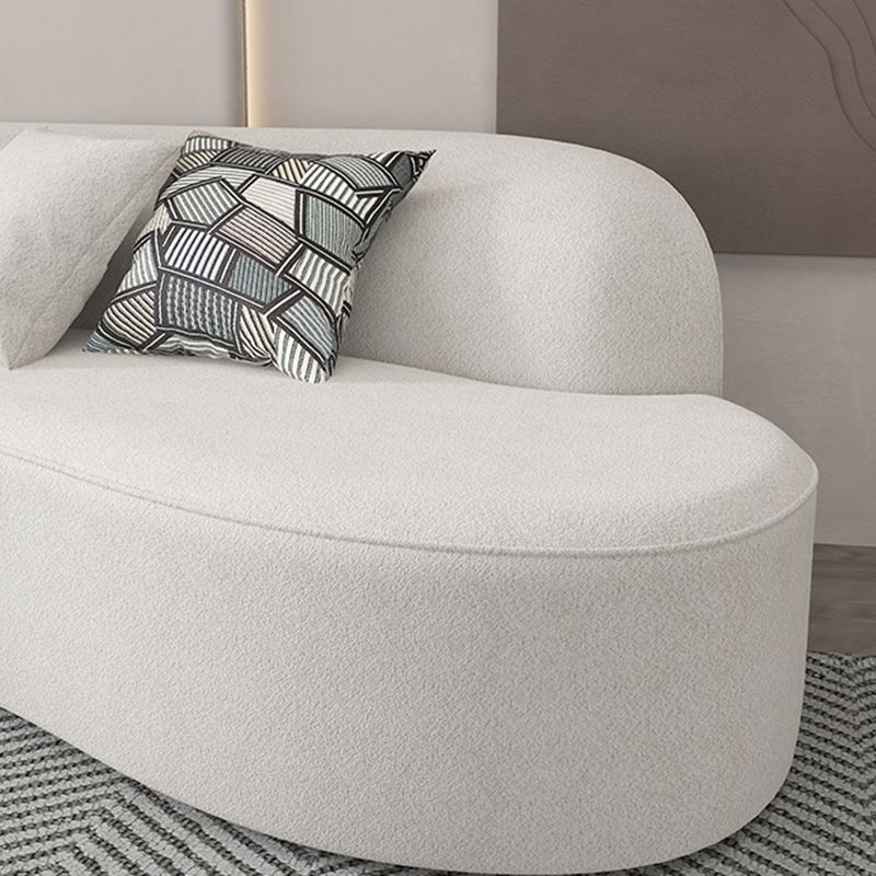Modern 27.55" H White Wool Tuxedo Arm Curved Sofa for Living Room