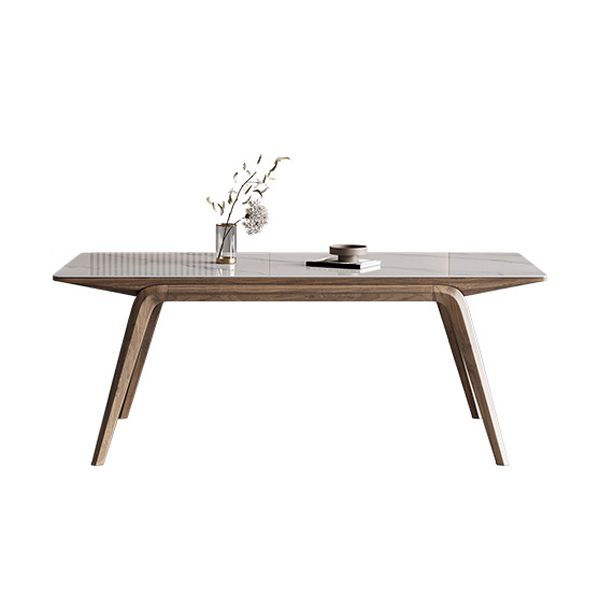Industrial Dinner Table Stone Rectangle Dining Site Table in White