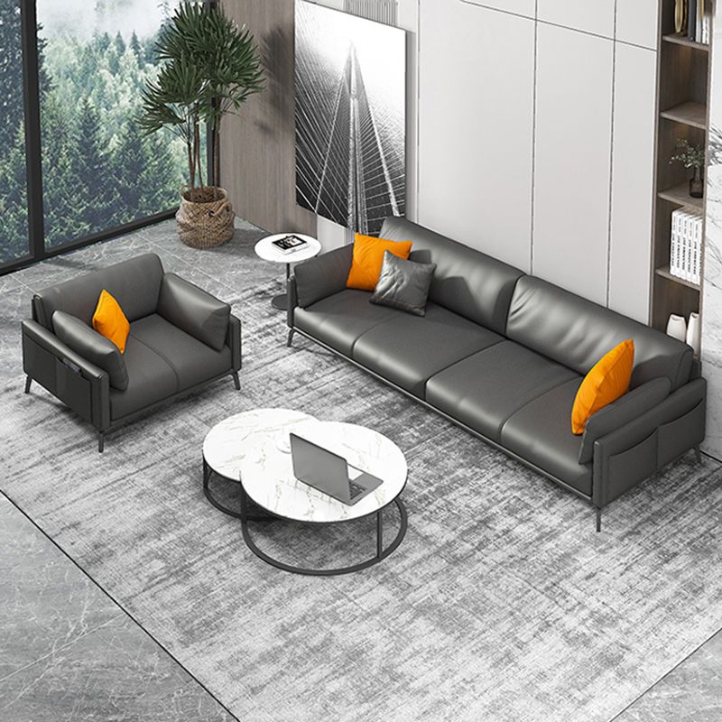 30.31" H Modern Square Arm Sofa With Tight Seat and Loose Back, Brown