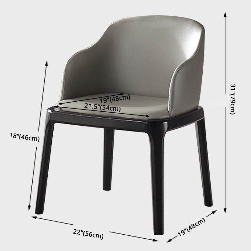 Chaise carrée contemporaine en cuir avec pieds en bois, fauteuil latéral de salle à manger pour cuisine
