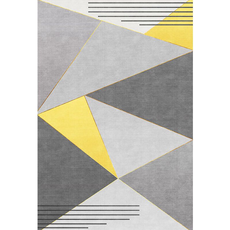 Novelty Geometric Pattern Rug Yellow and Grey Modern Rug Polyester Washable Pet Friendly Anti-Slip Carpet for Living Room