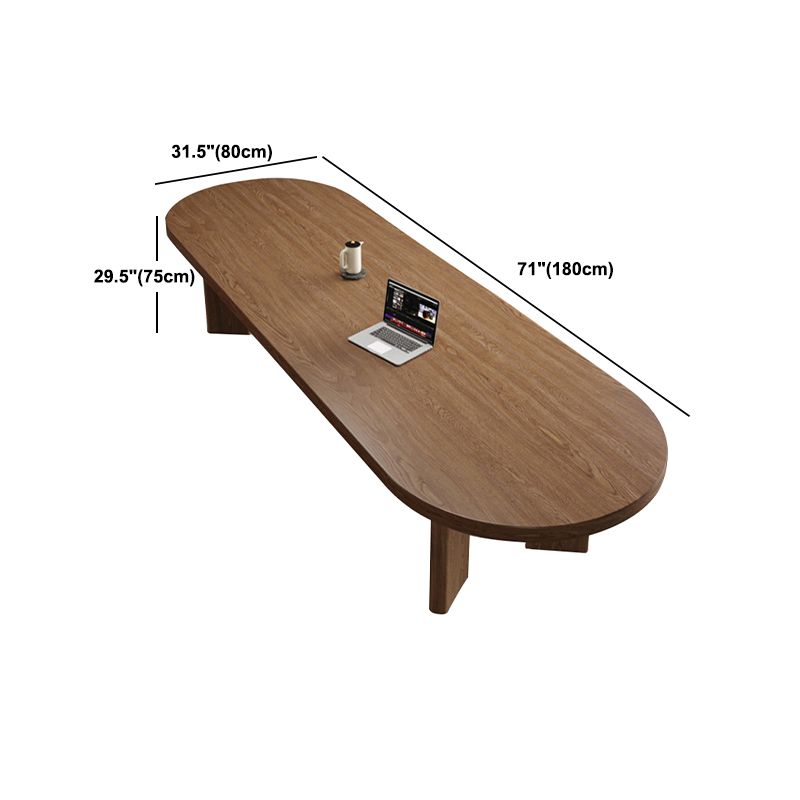 Modern Solid Wood Table for Restaurant Oval Table with 4 Legs