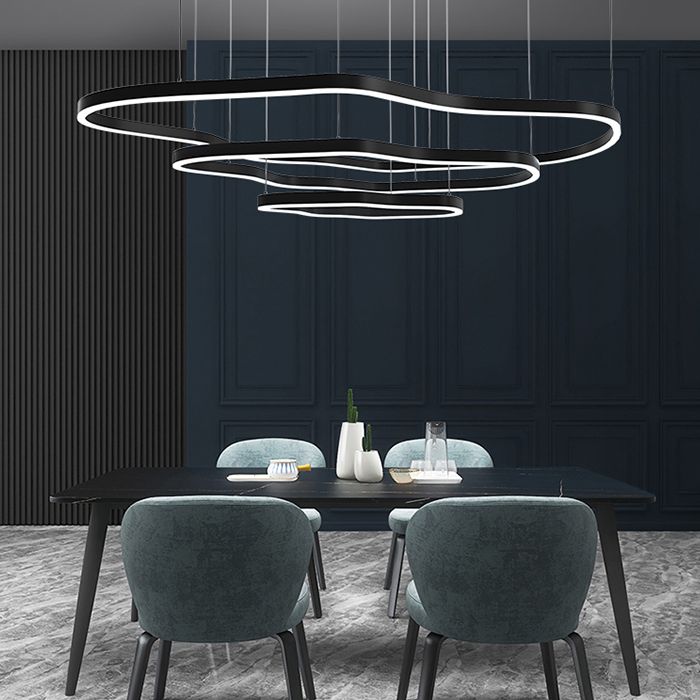 Iluminación moderna de comedor anillos múltiples accesorios de iluminación de araña