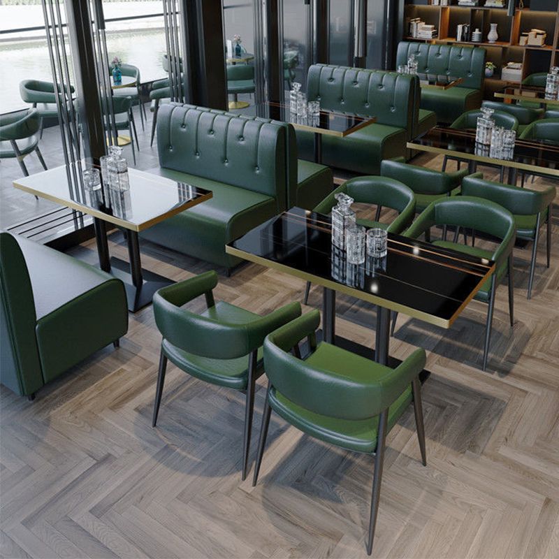 Contemporary Open Back Dining Chairs Upholstered Dining Chairs in Green