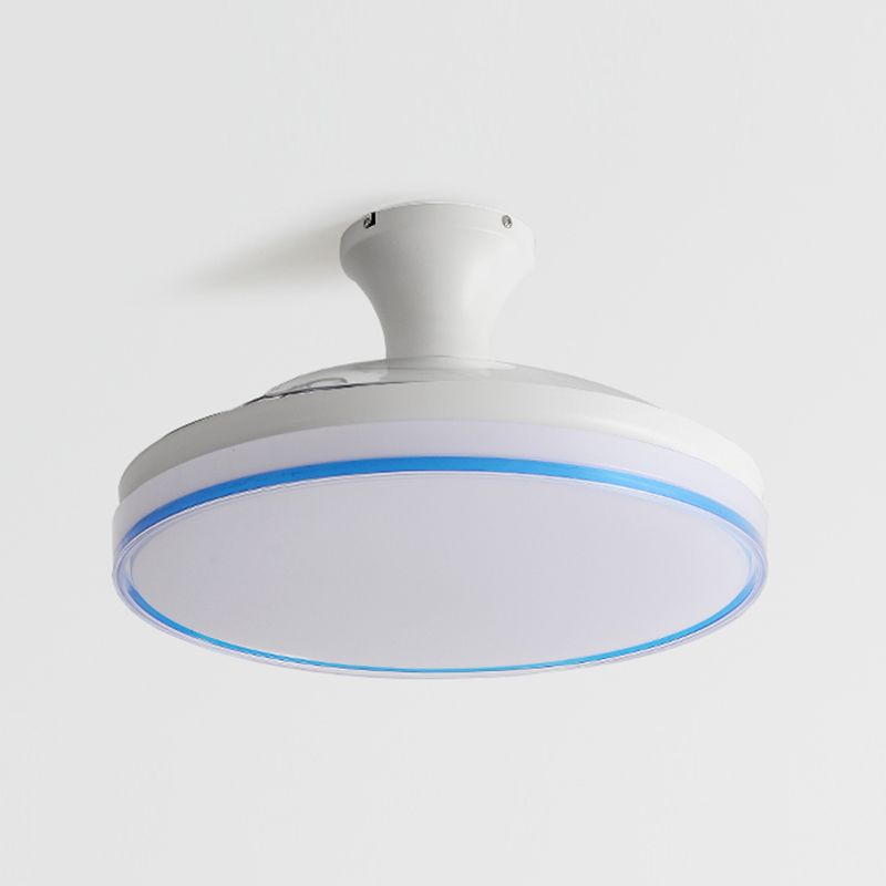 Circular Bedroom Ceiling Fan Light Frequency Conversion Nordic Style LED Semi Flush Mount