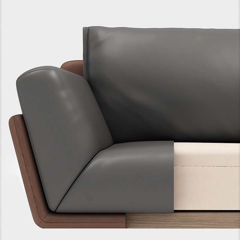 Black Faux Leather Flared Arm Chesterfield Sofa Industrial Style Seating
