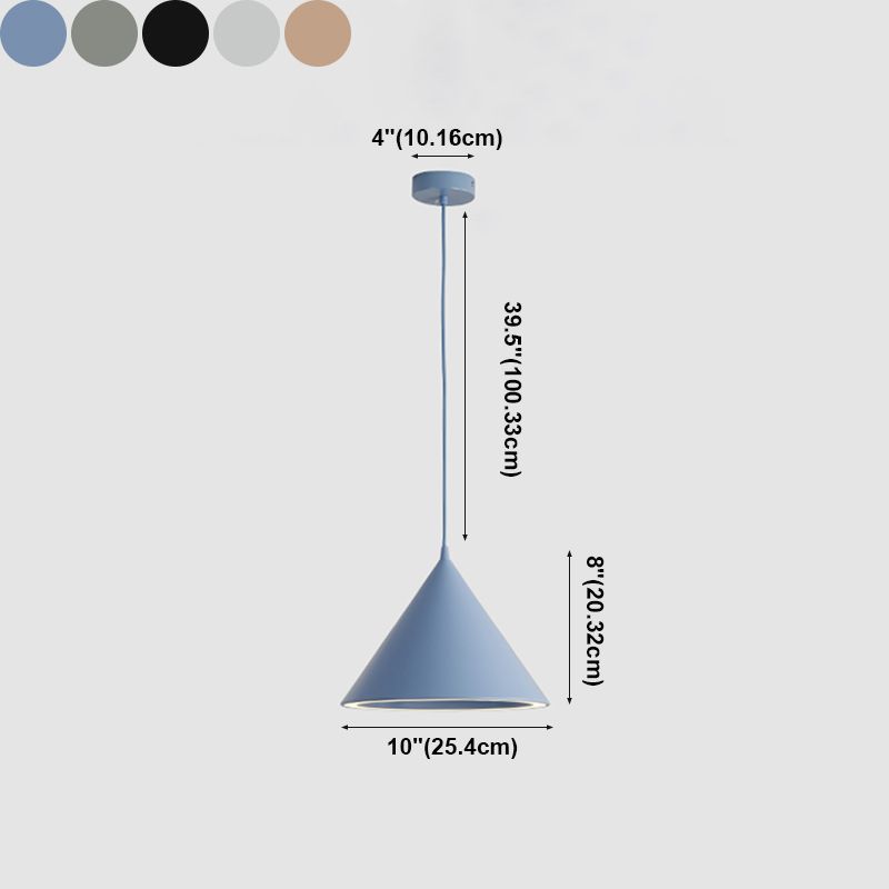 Forme de cône en métal Lumières suspendues modernes Macaron style 1 pendentif lumineux Light pour salle à manger