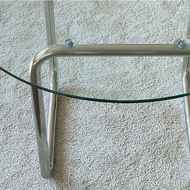 Round Glass Top Coffee Table Stainless Steel Sled Base Cocktail Table