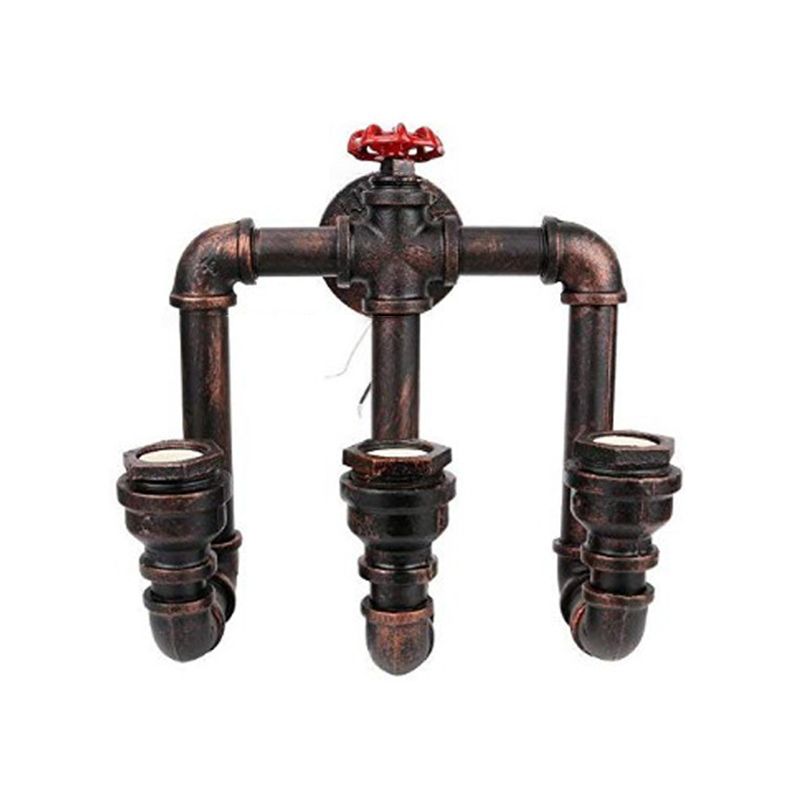 Metal Industrial Wall Sconce Pipe Shape Wall Light for Living Room in Rust