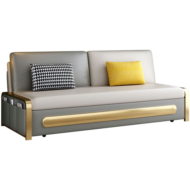 Gray Faux leather Sleeper Sofa 33.46" Wide Sofa Bed with Detachable Mattress