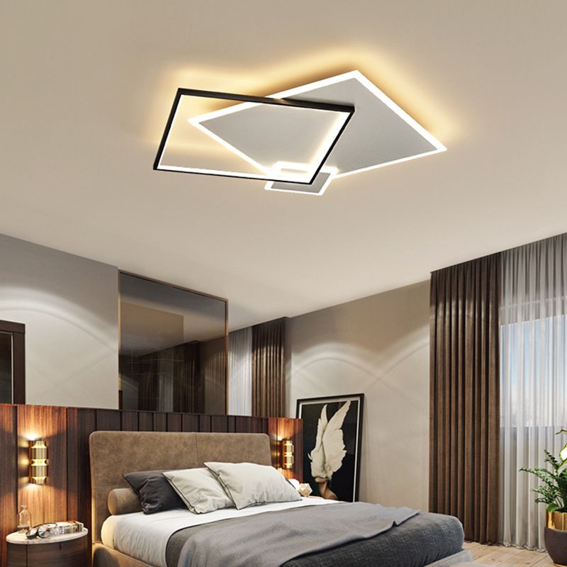 Concise Modern LED  Flush Mount Chandelier Metal Multi Quadrate Flush Light for Living Room