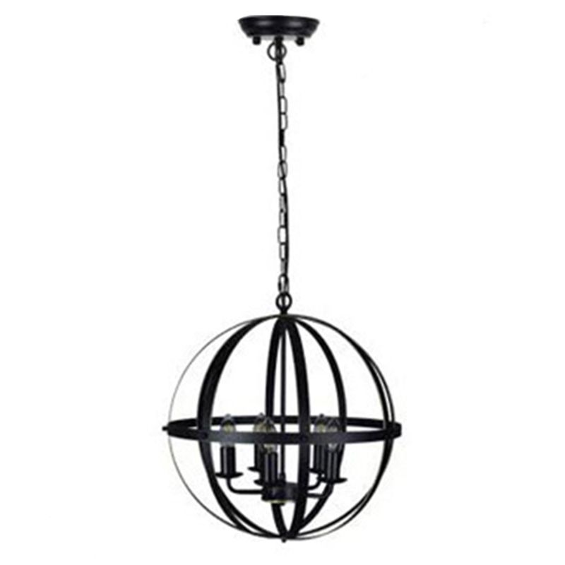 Iluminación colgante de metal de globo negro araña de comedor industrial lámpara colgante