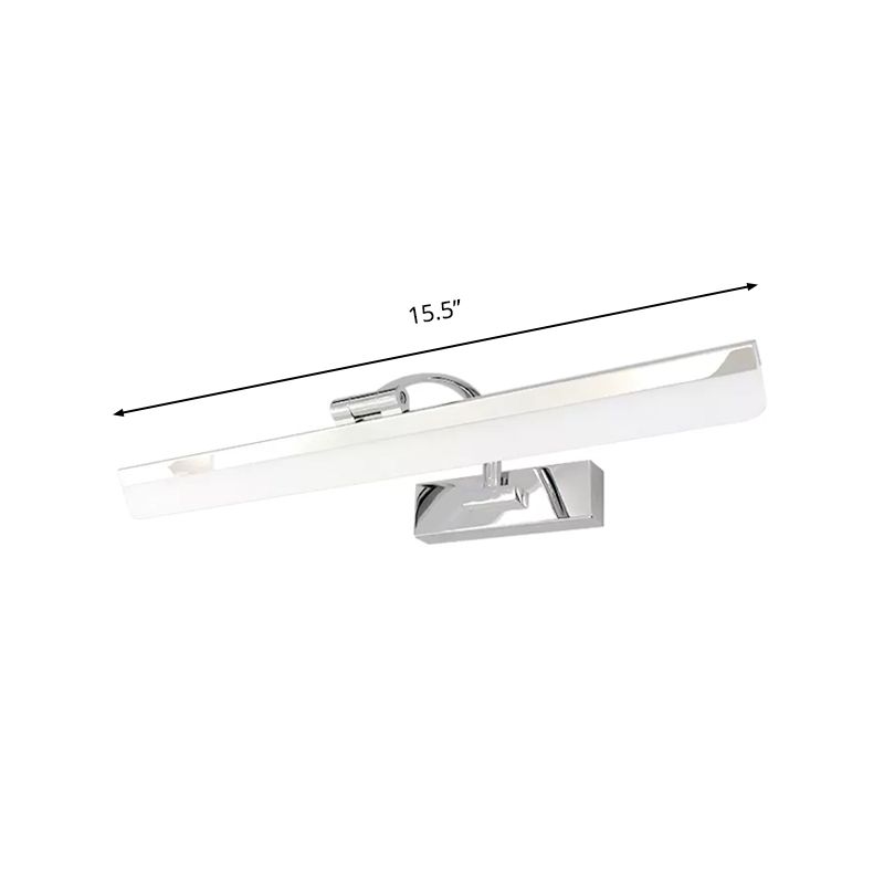Acryl rechteckige Wandbeleuchtung Einfaches stilvolle integrierte LED -Nickel -Eitelkeitslampe in warmem/weißem Licht, 16,5 "/20,5" W.