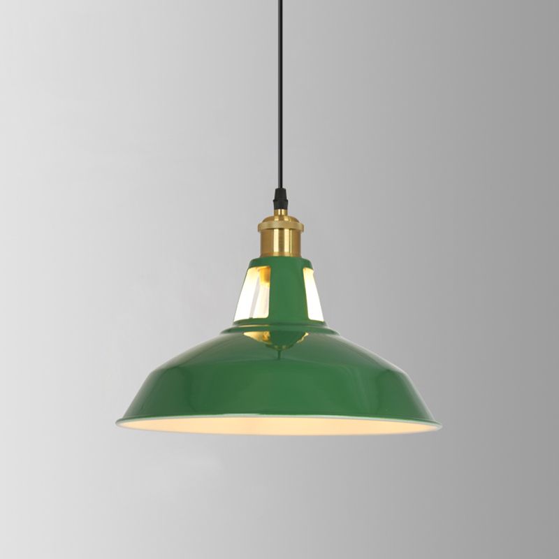 1-Light Industrial Pendant Lighting Fixtures Green Wrought Iron Ceiling Pendant