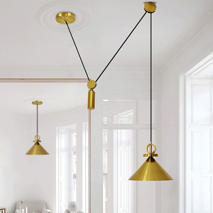 Metal Suppension Colgante Luz de oro moderno Down Lighting para comedor