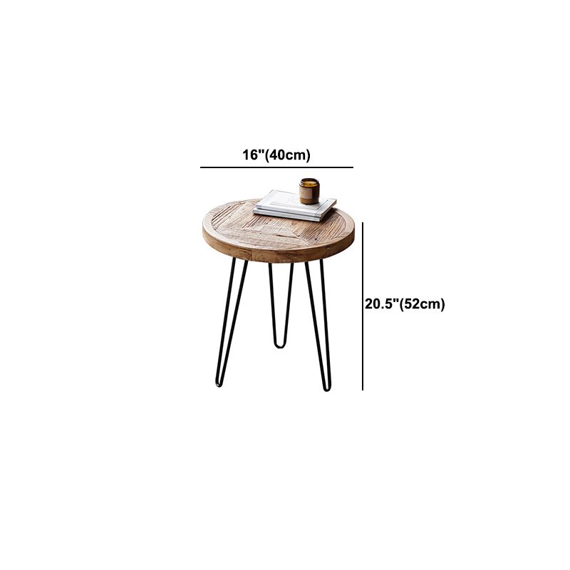 Nordic Style Cocktail Table Brown Elm Wood Top Metal Base Round/square Coffee Table