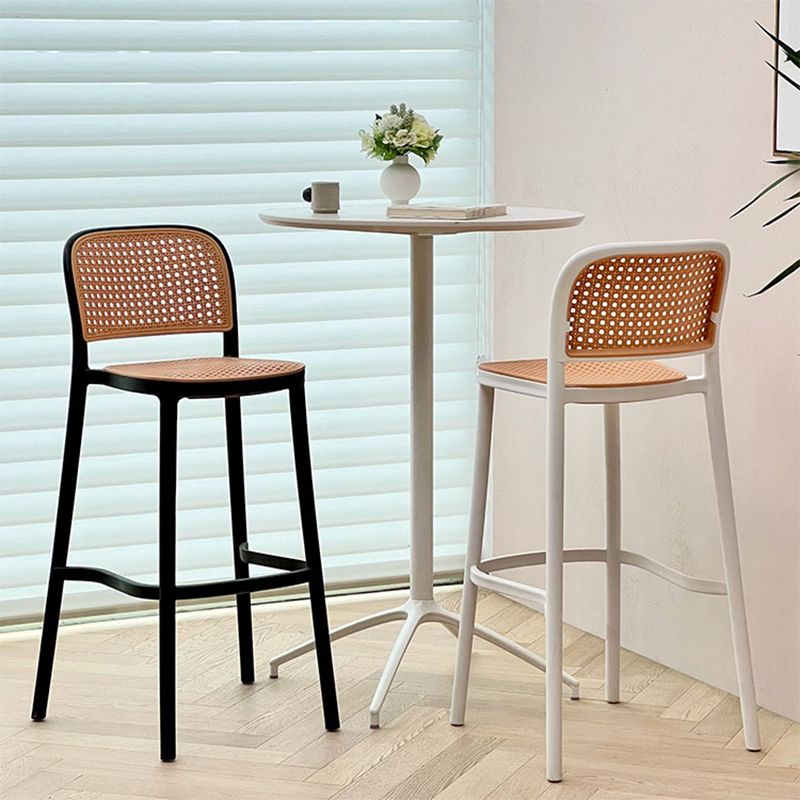 Modern Style Backrest Counter Stool with Metal Base and 4 Legs