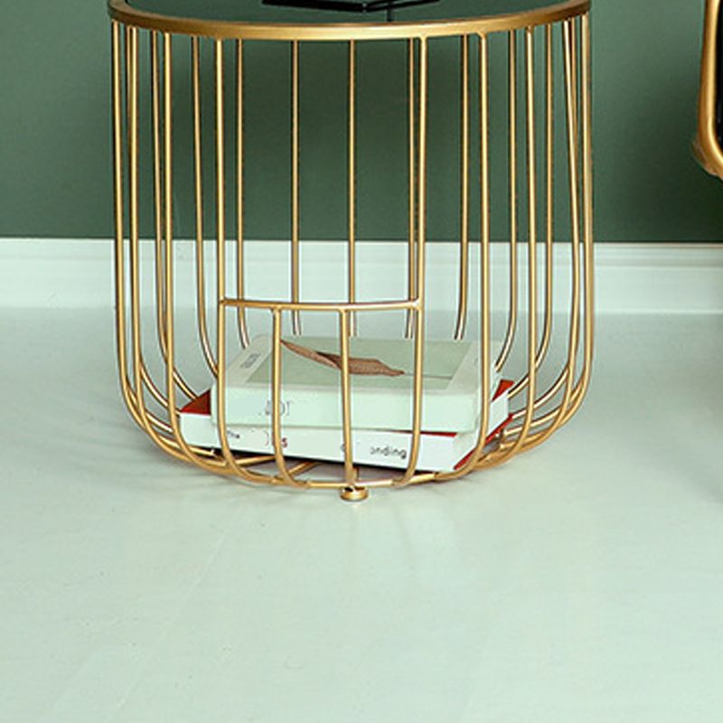 Contemporary Round Top Cocktail Table with Frame Base in Iron