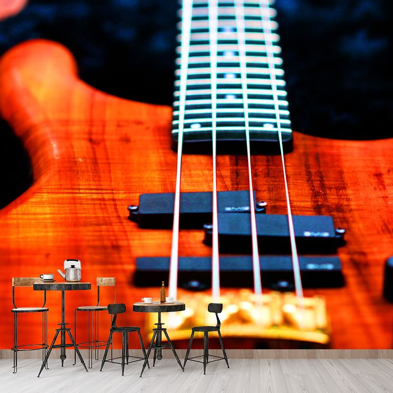 Minimalist Style Guitar Instrument Wall Mural for Playroom, Personalized Size