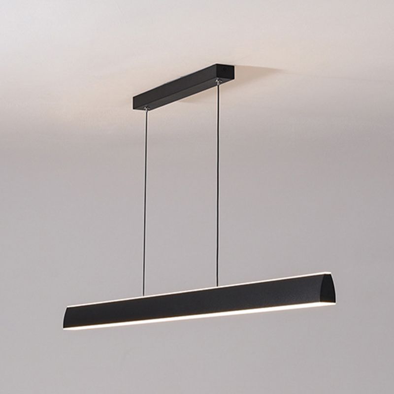 Modern Style Linear Shape Island Pendants Metal Pendant Lights in Black for Dining Room