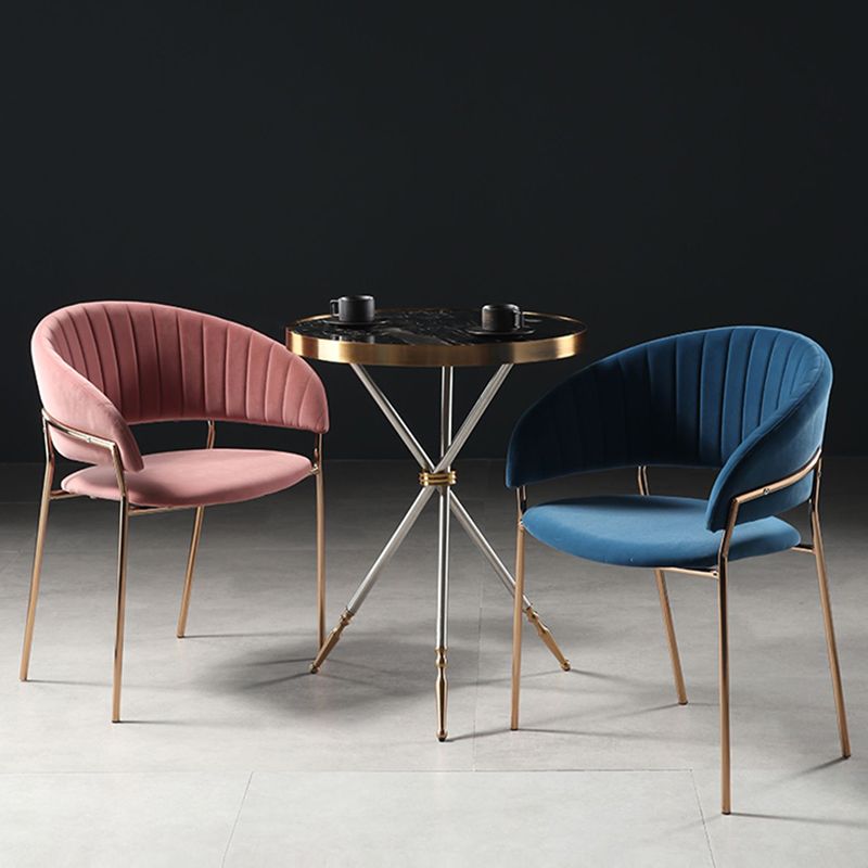 Glam Home Kitchen Dining Chair Velvet Upholstered Open Back Arm Chair