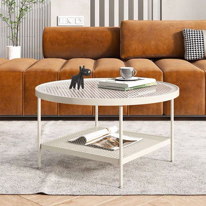 Glass Round Coffee Table 4 Legs Base Type Nesting Cocktail Table