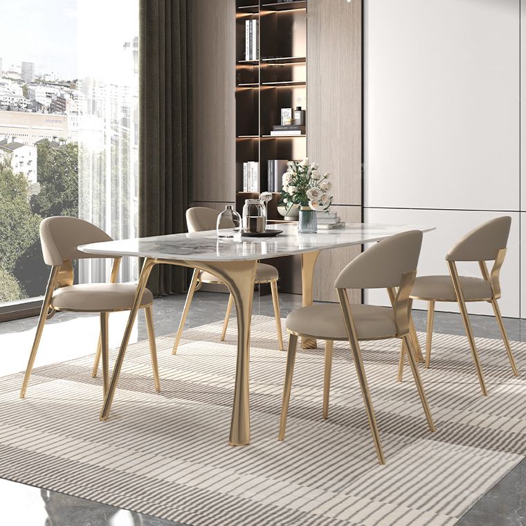 Nordic Glam Sintered Stone Dining Table Set 1/4/5/7 Pieces Dining Set for Home