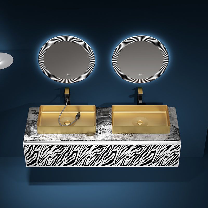 Modern Bathroom Sink with Pop-Up Drain Rectangular Metal Vessel Bathroom Sink