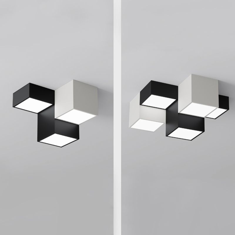 Zwart-witte LED-plafondlamp in moderne, minimalistische stijl Aluminium geometrische inbouw met acrylkap