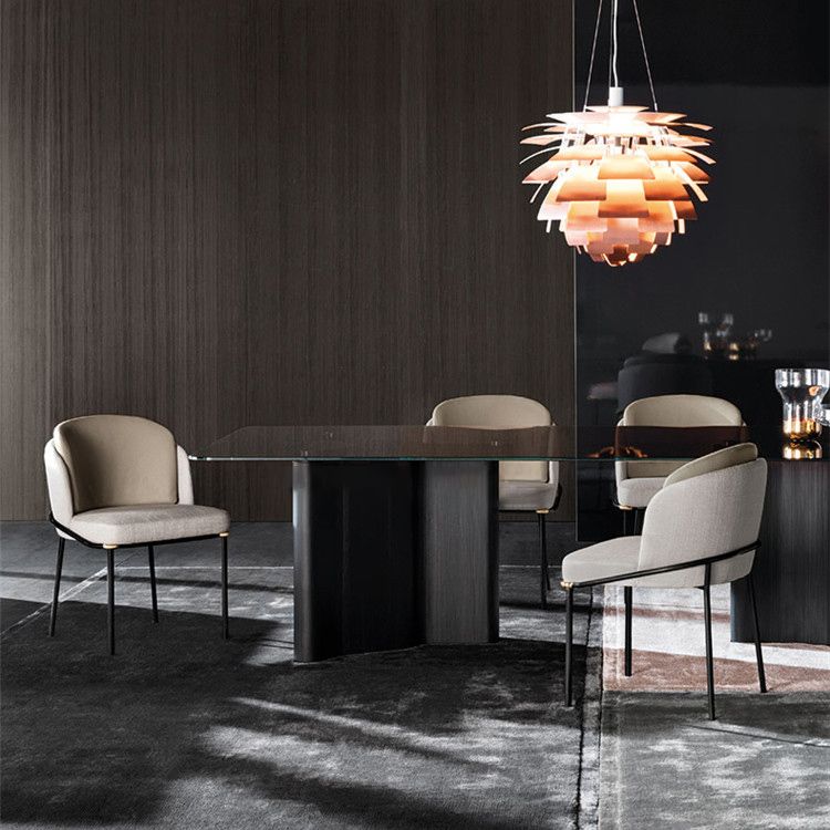 Contemporary Metal Dining Room Chairs Armless Upholstered Side Chairs for Home Use