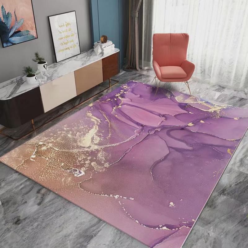 Purple Modern Carpet Polyester Graphic Carpet Washable Carpet for Living Room