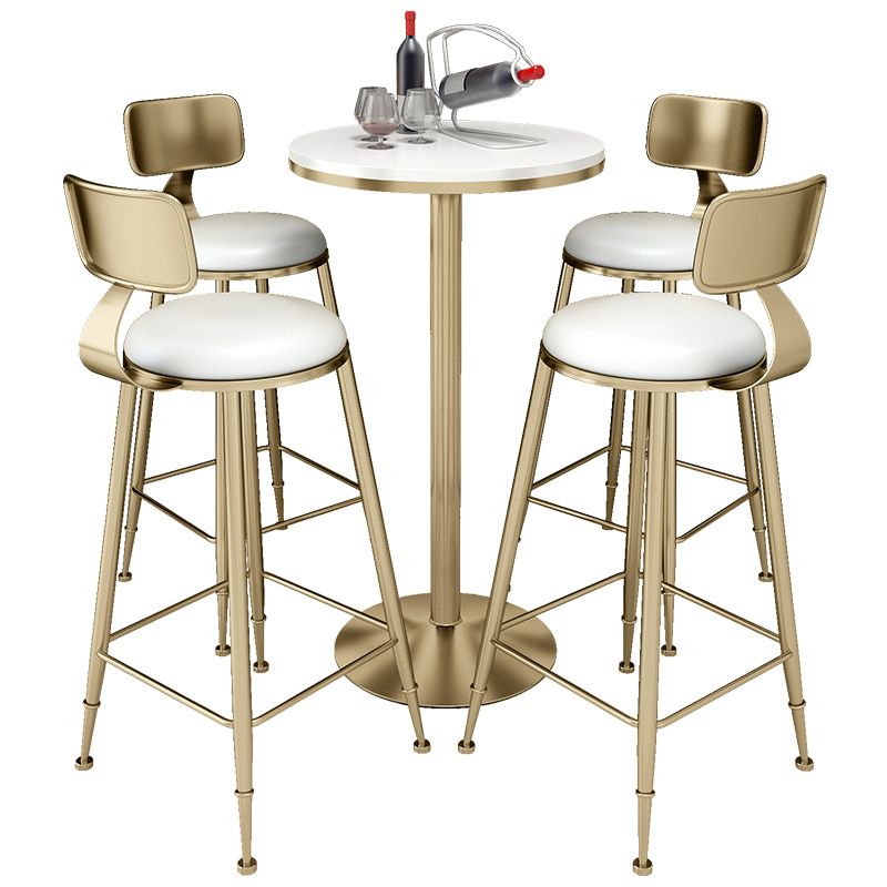 Nordic Glam Bar Stool Round Bar Stool with Metal Legs for Home