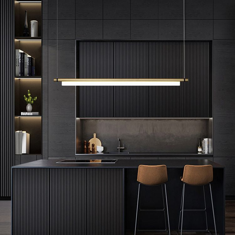 Lampada il lampadario in metallo lineare dell'illuminazione dell'isola a led moderna per sala da pranzo