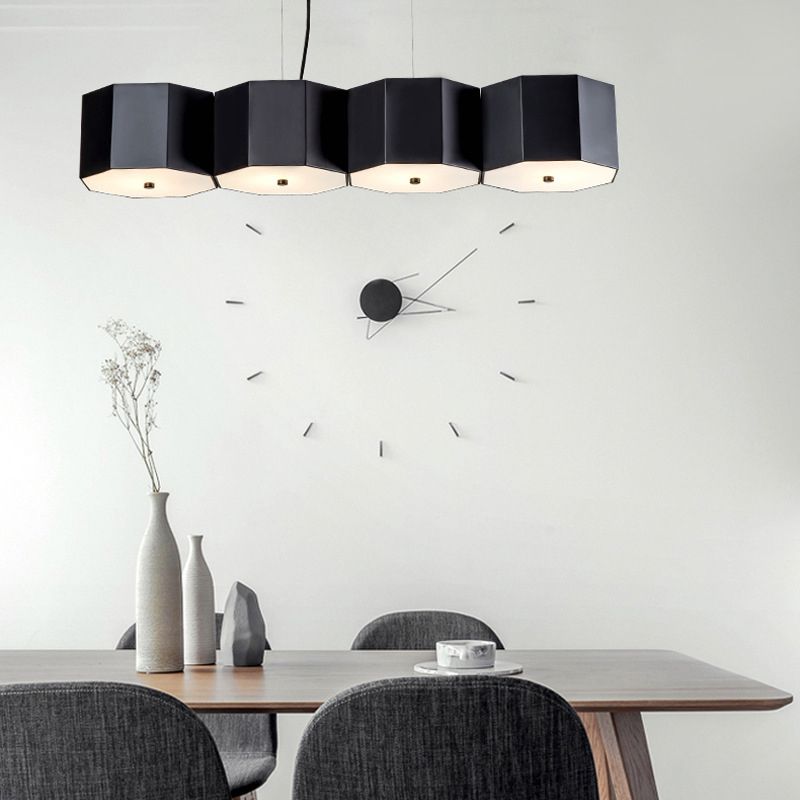 Modern Geometric Metal Kitchen Island Ceiling Light Black Island Hanging Light