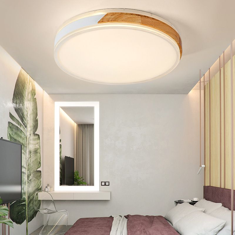 Plafonnier encastré moderne en bois et fer, blanc chaud/blanc, luminaire décoratif d'intérieur, blanc/or