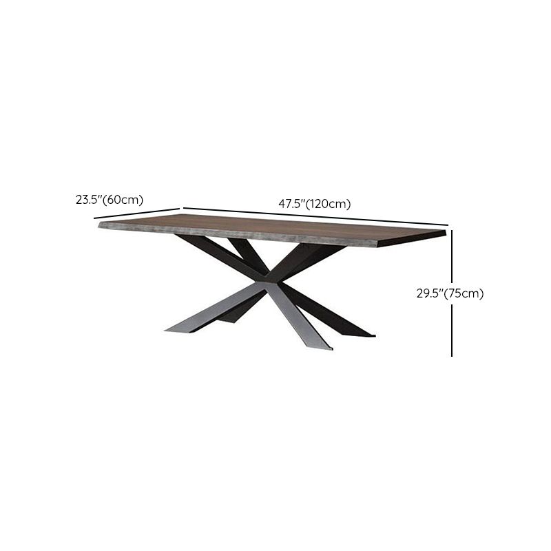 Rectangle Black Base Dining Table Industrial Wood Table for Dining Room